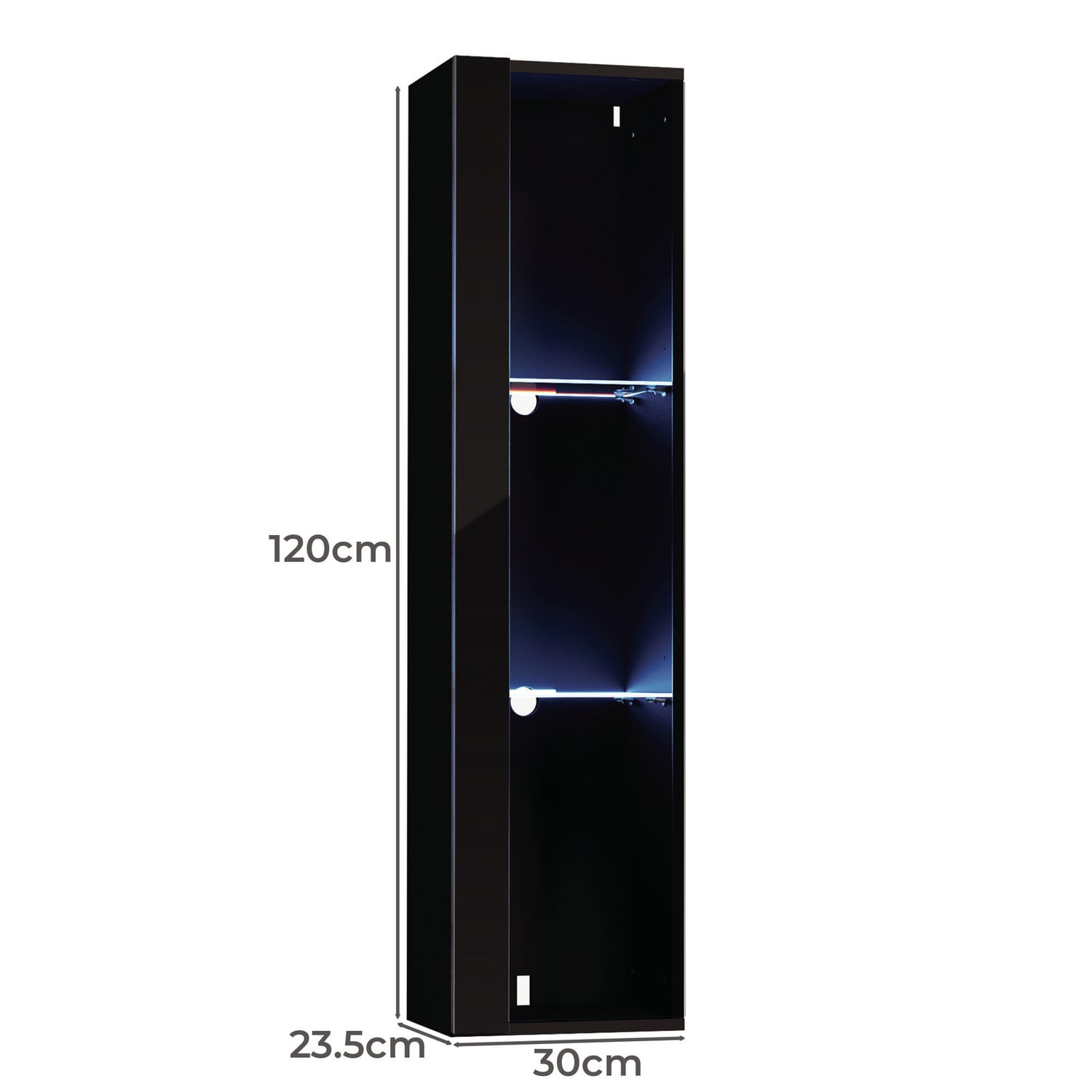 Taiga 3 Tier Wall-Mounted LED Display Cabinet