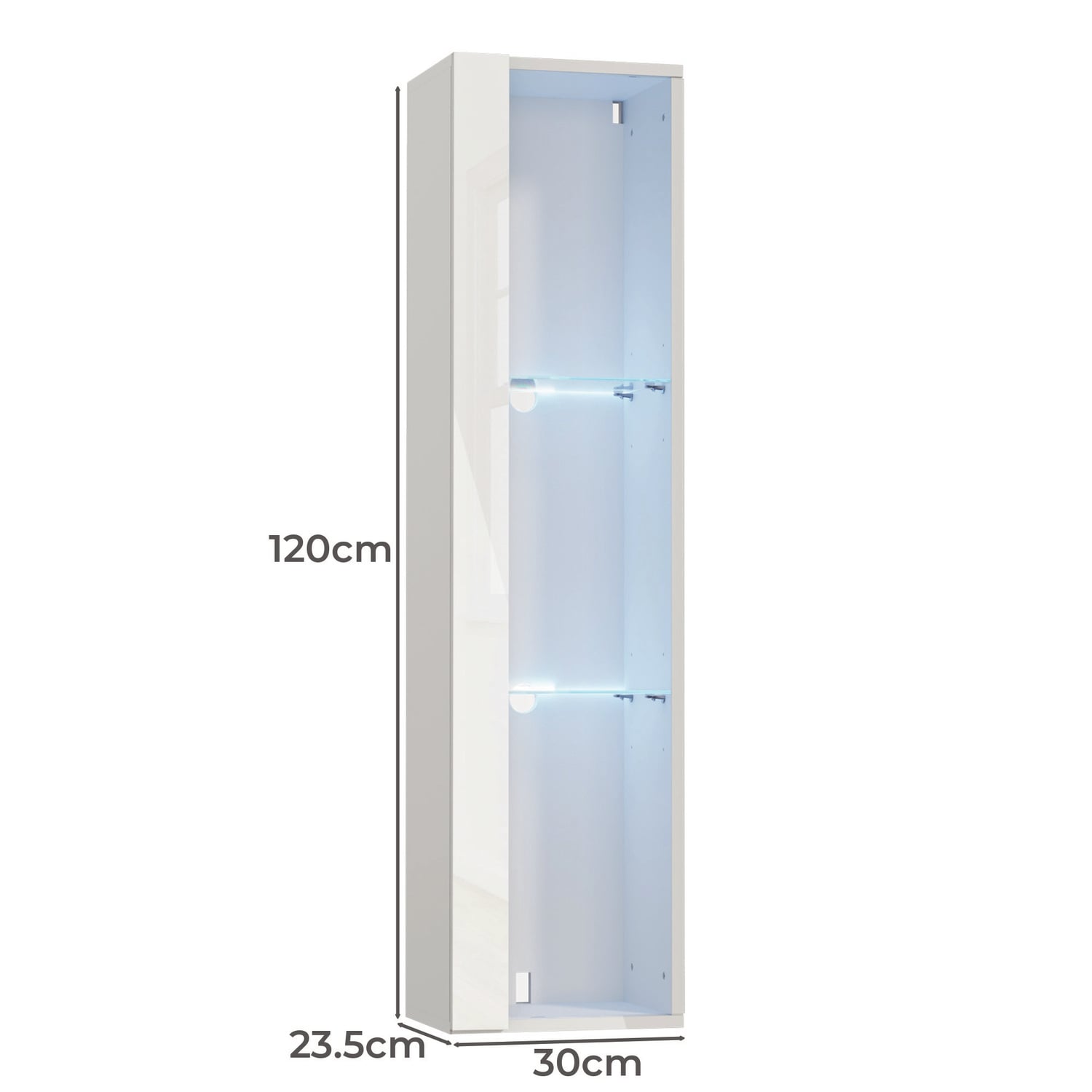 Taiga 3 Tier Wall-Mounted LED Display Cabinet