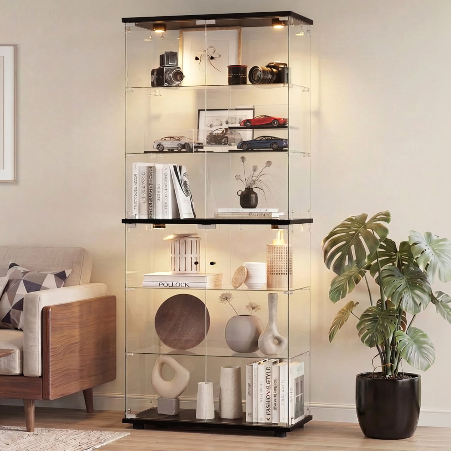 Kieran 6 Tier 2 Door LED Glass Display Cabinet