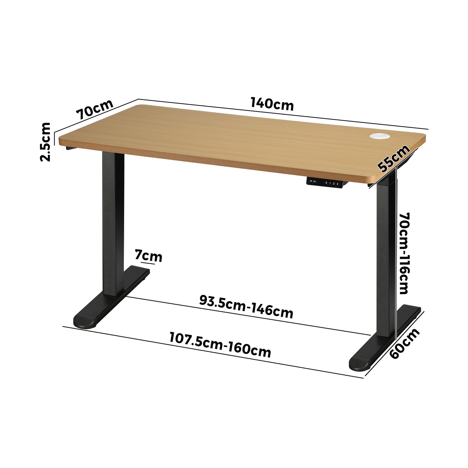 Alwyn III 140cm Dual Motor Electric Sit & Stand Desk