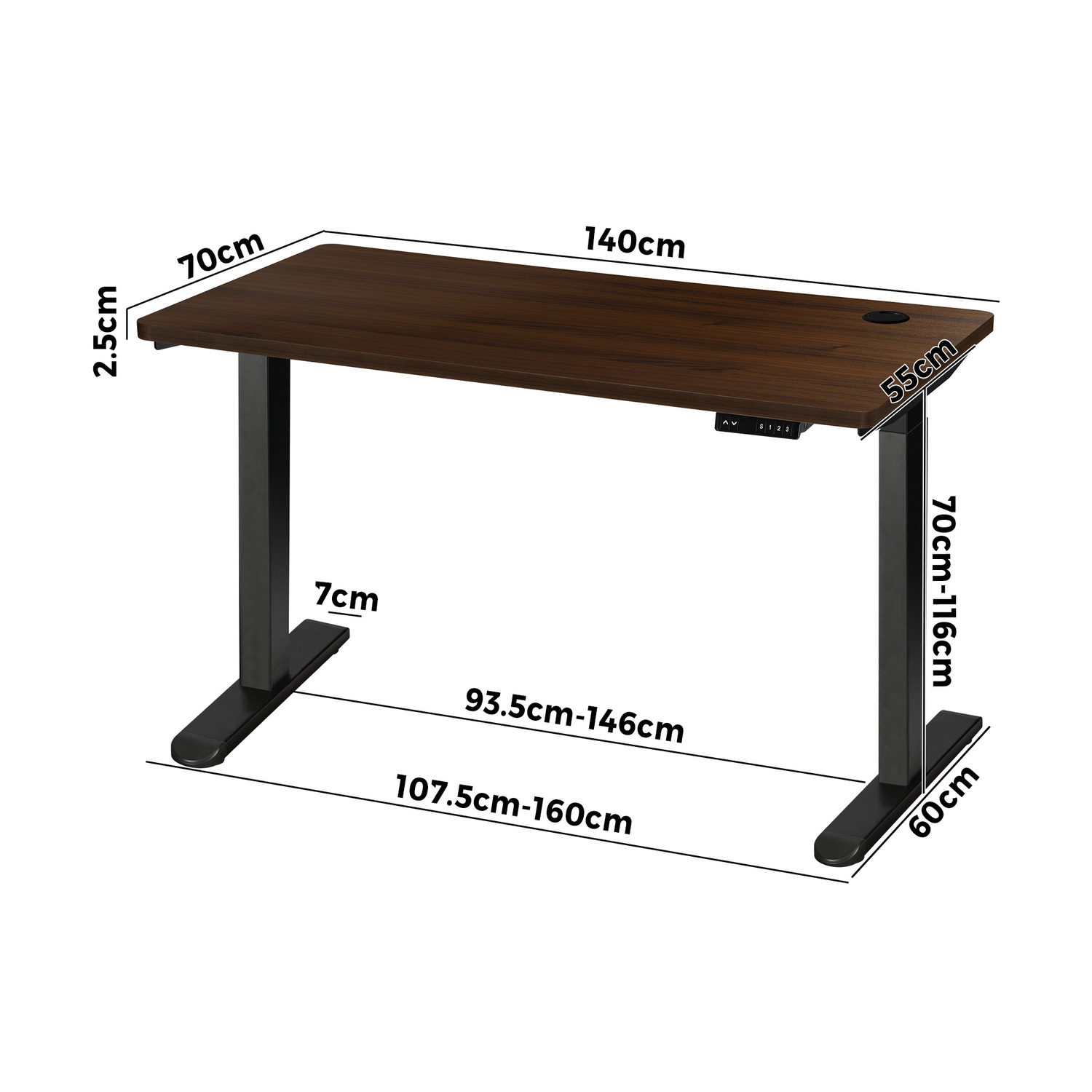 Alwyn III 140cm Dual Motor Electric Sit & Stand Desk