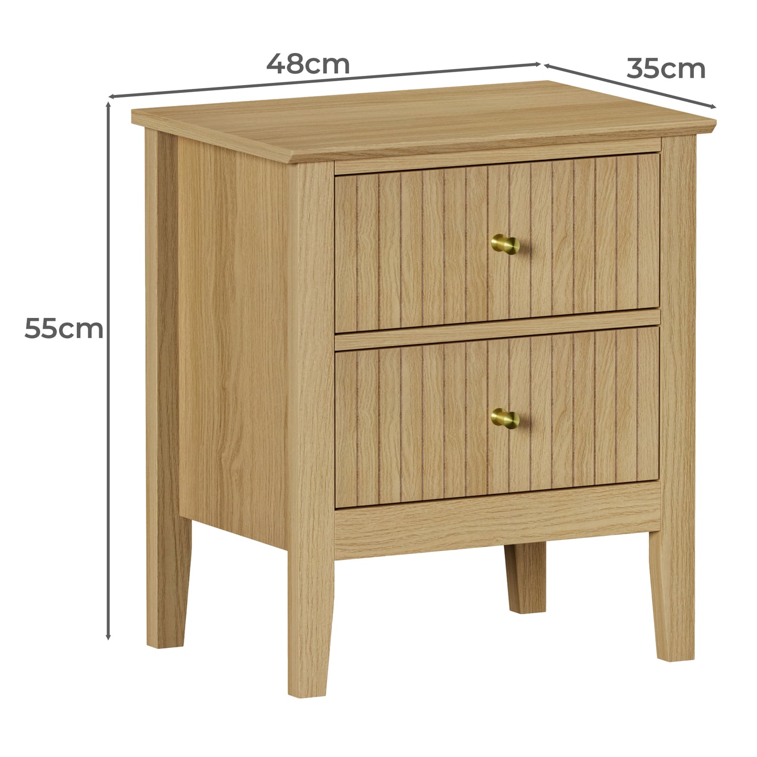 Andes 2 Drawer Bedside Table