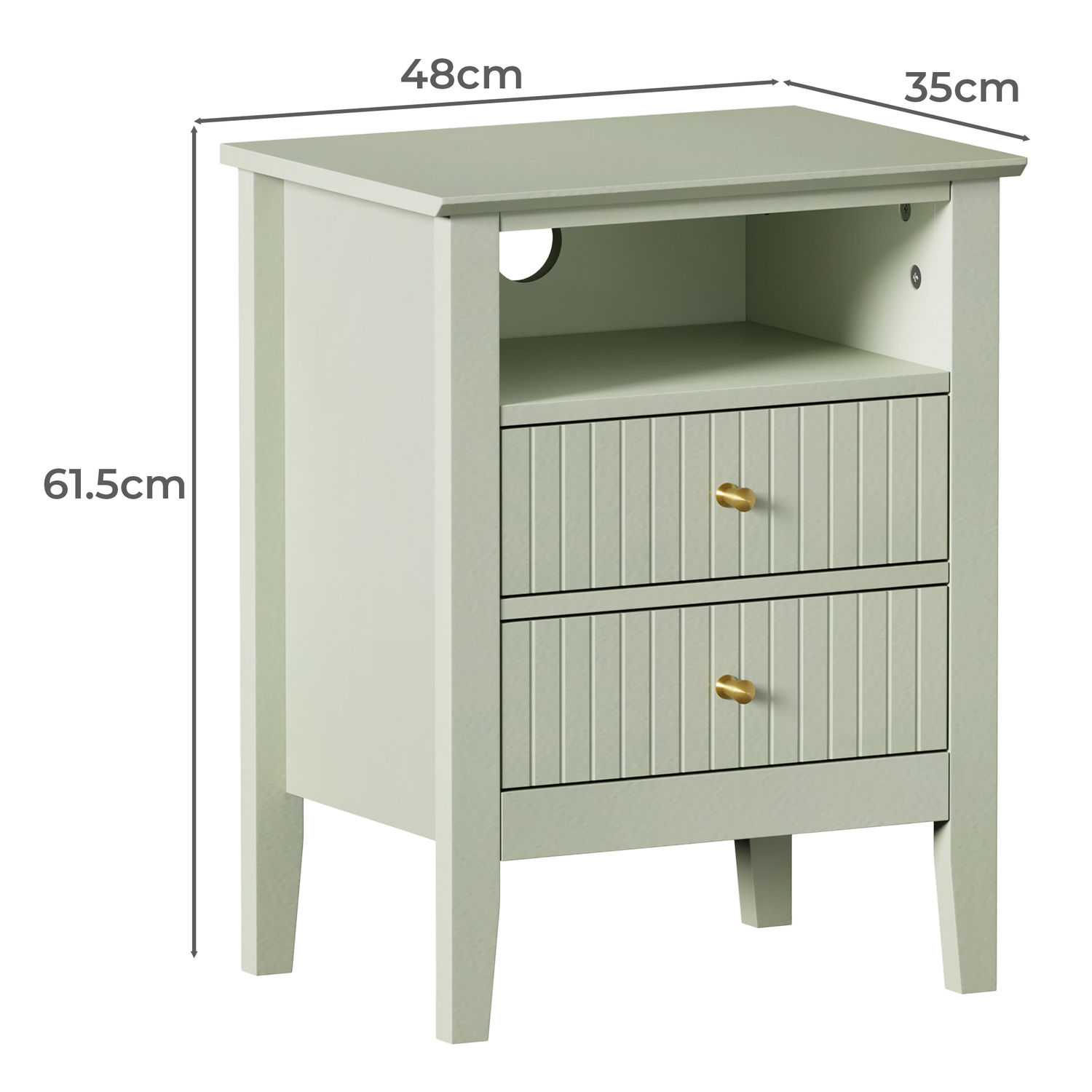 Andes 2 Drawer & Shelf Bedside Table