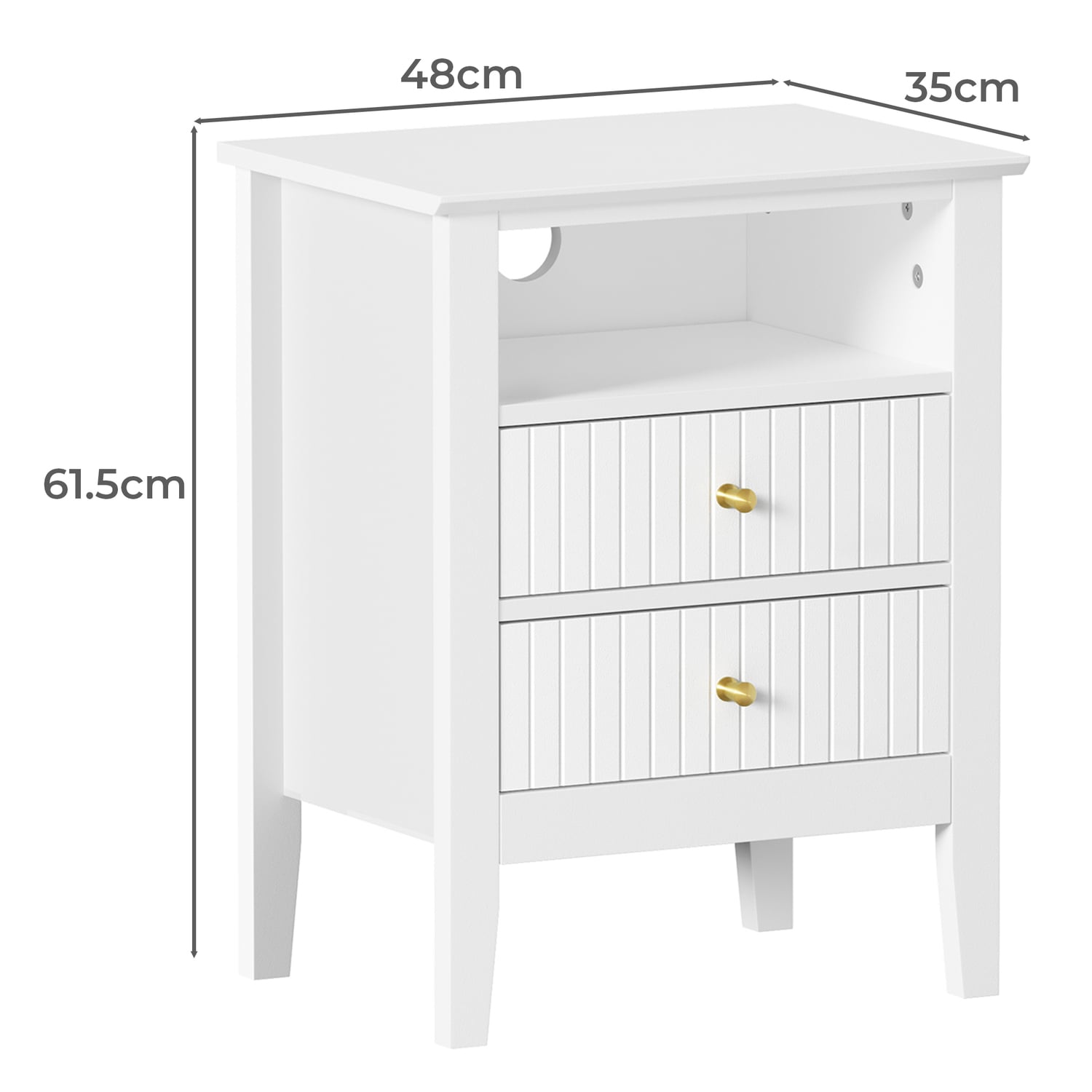 Andes 2 Drawer & Shelf Bedside Table