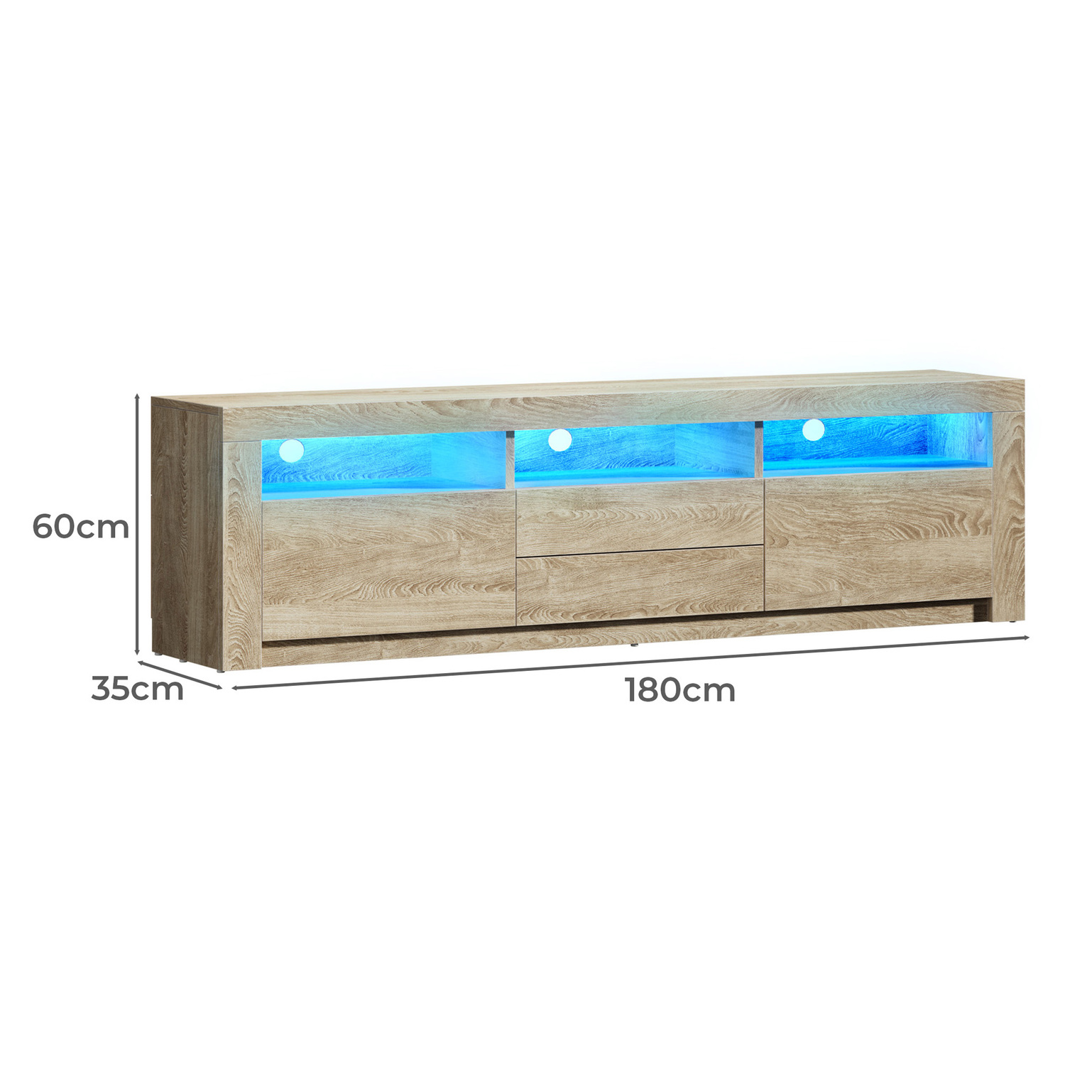 180cm Galland 2 Drawer Entertainment Unit with LED.Light