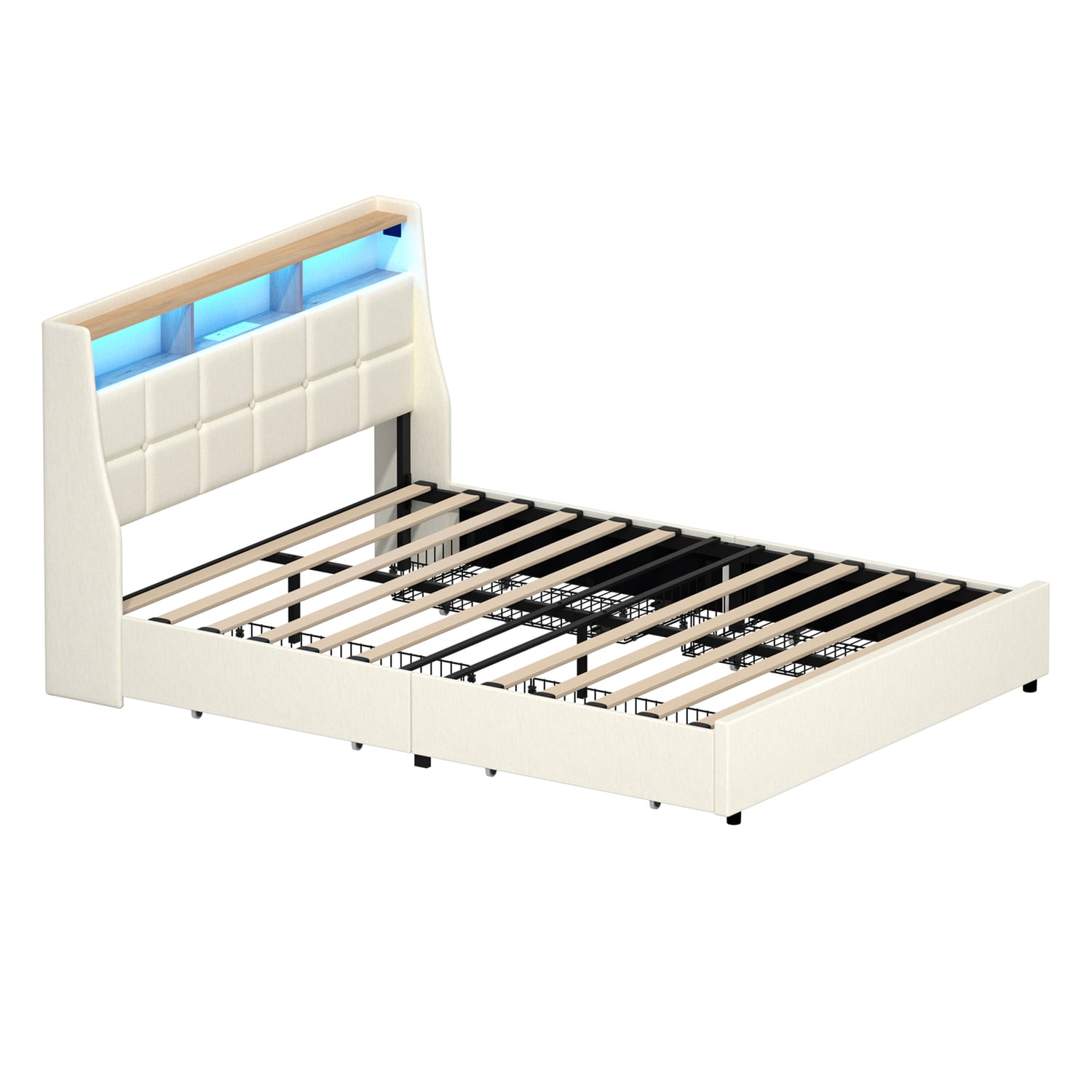 Tusca Upholstered Bed with LED & Underbed Drawer