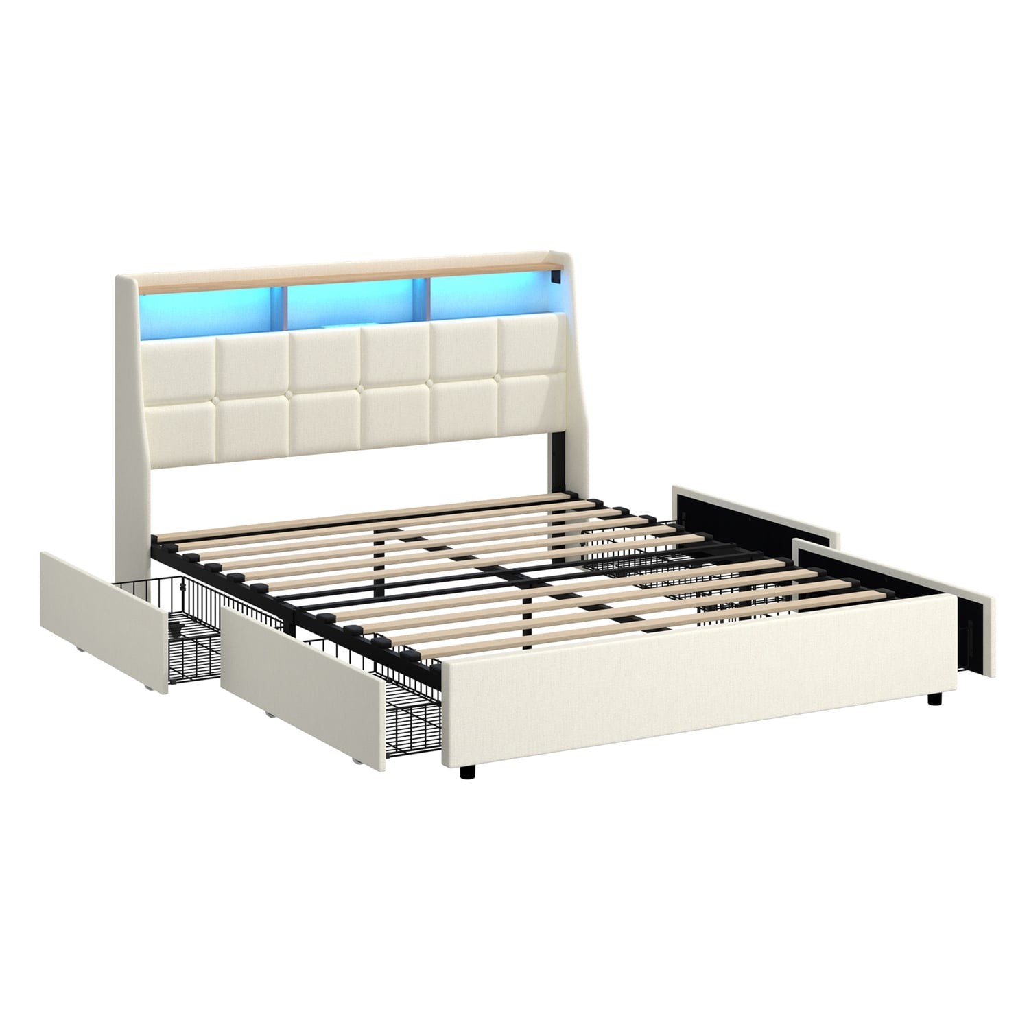 Tusca Upholstered Bed with LED & Underbed Drawer