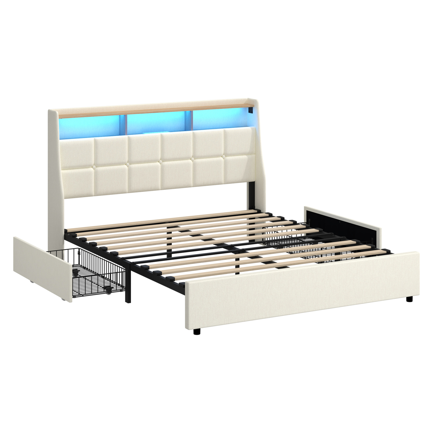Tusca Upholstered Bed with LED & Underbed Drawer