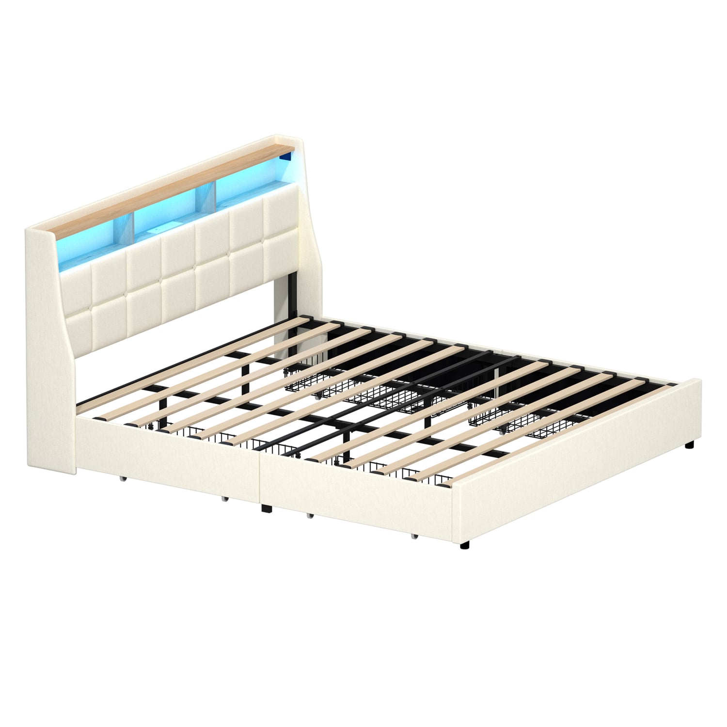 Tusca Upholstered Bed with LED & Underbed Drawer