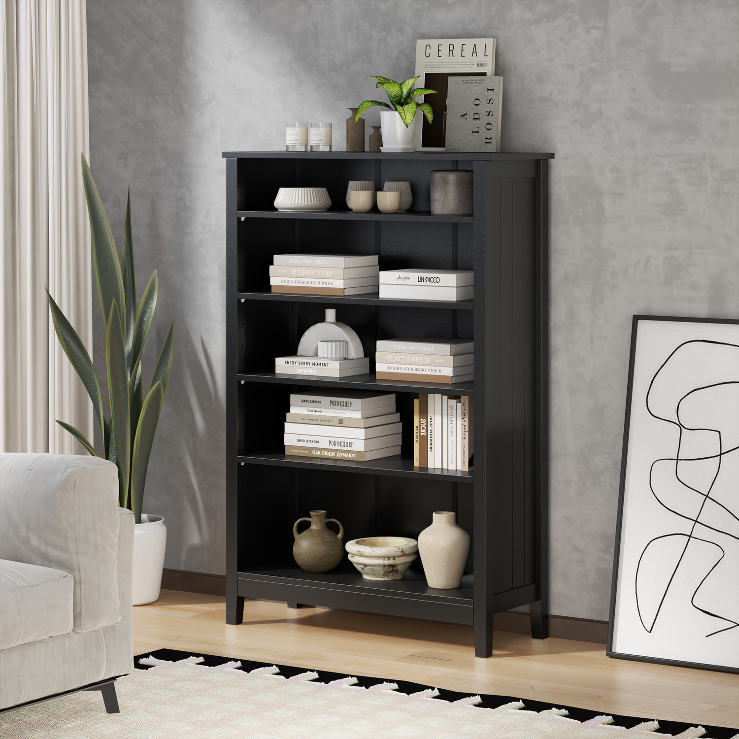 Portia 5 Shelf Bookcase