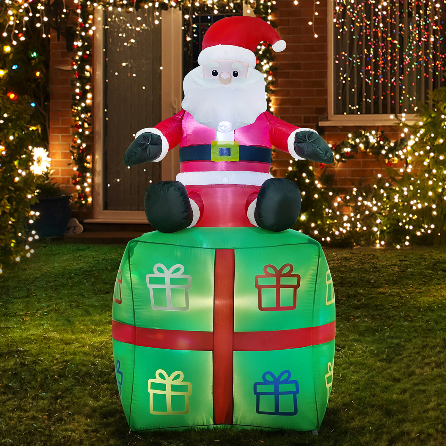 Santa Gift Box LED Inflatable Christmas Decoration
