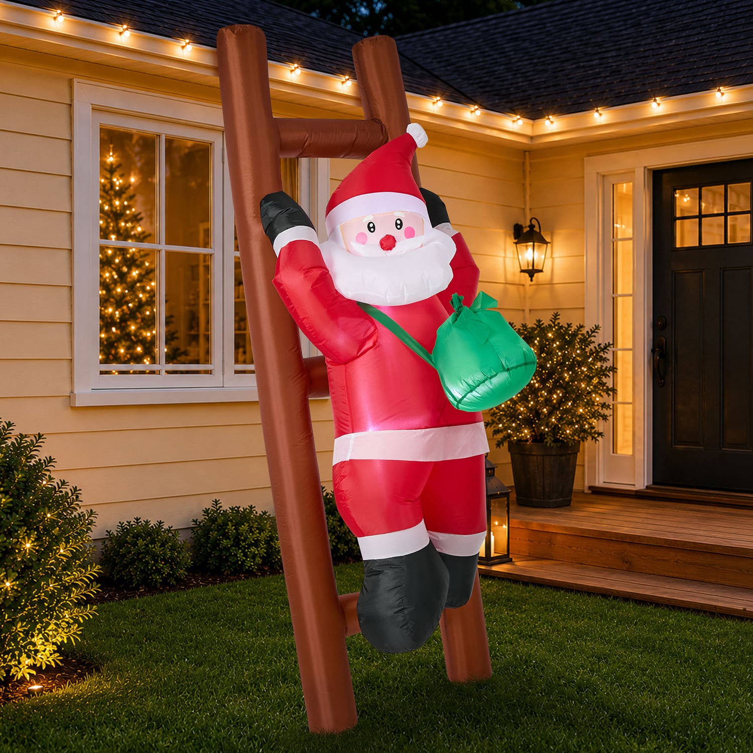 Santa Ladder LED Inflatable Christmas Decoration
