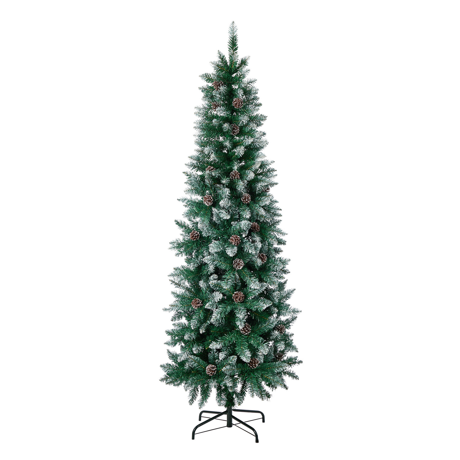 Green Slim LED Christmas Tree with Pine Cones