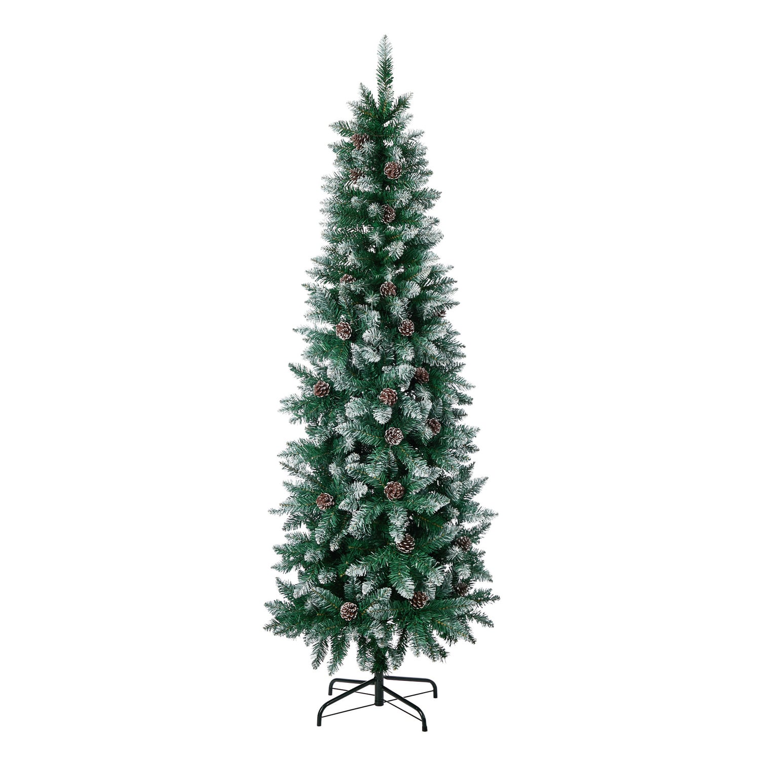 Green Slim LED Christmas Tree with Pine Cones