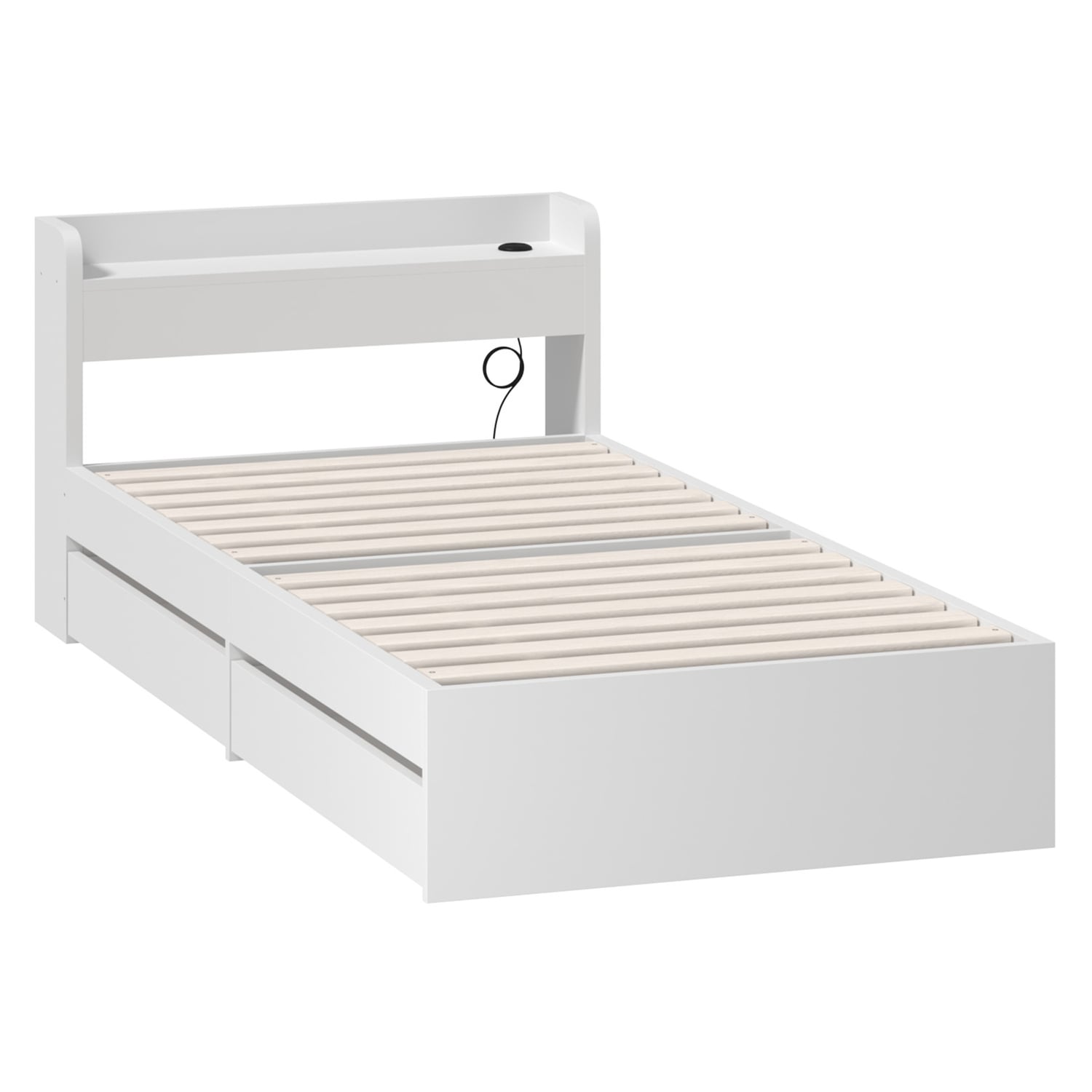 White Cassandra Bed with USB Port & Drawers