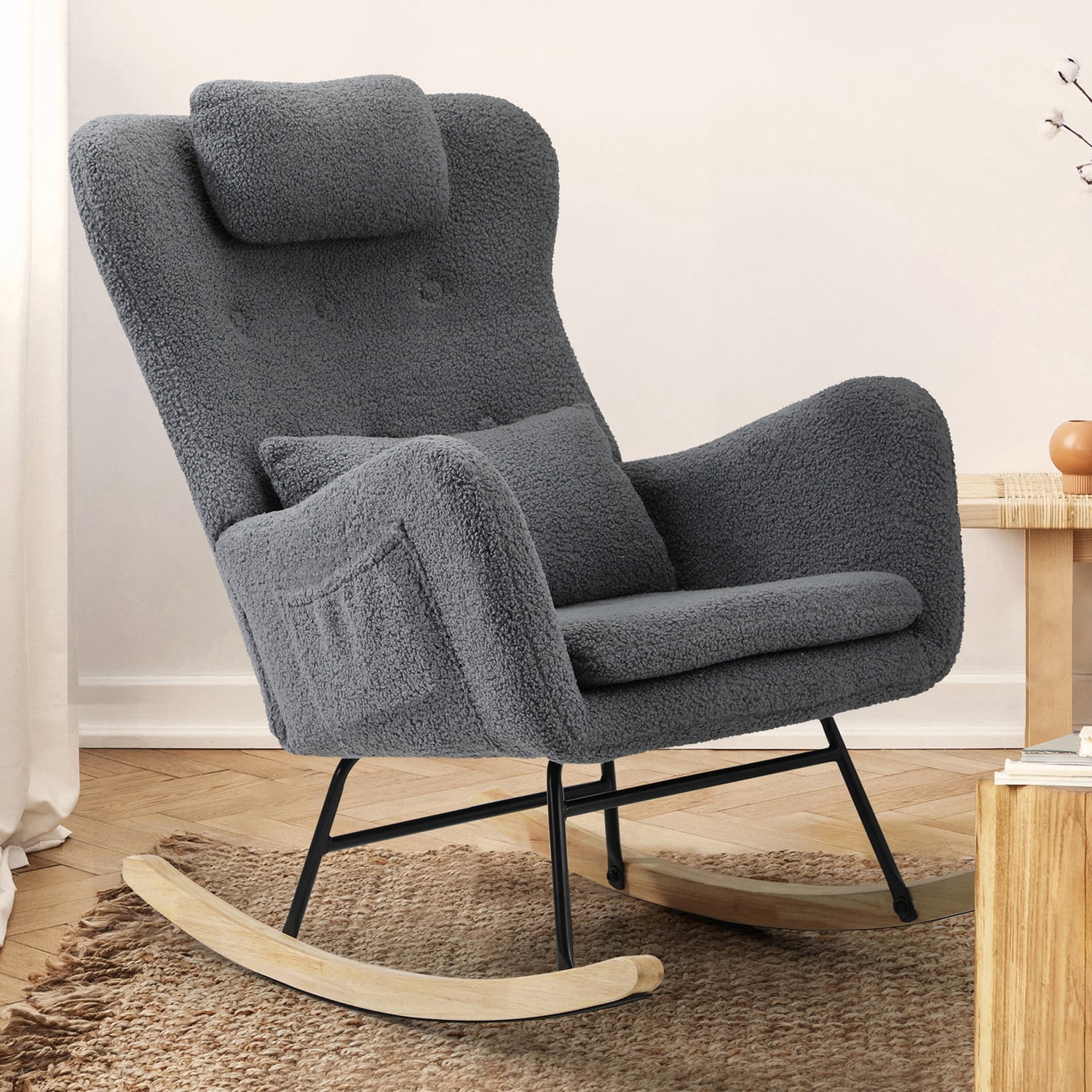 Clark Faux Sherpa Rocking Chair