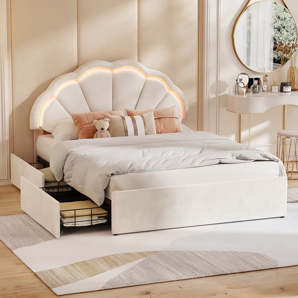 Gothel Upholstered Bed Frame with Underbed Drawers