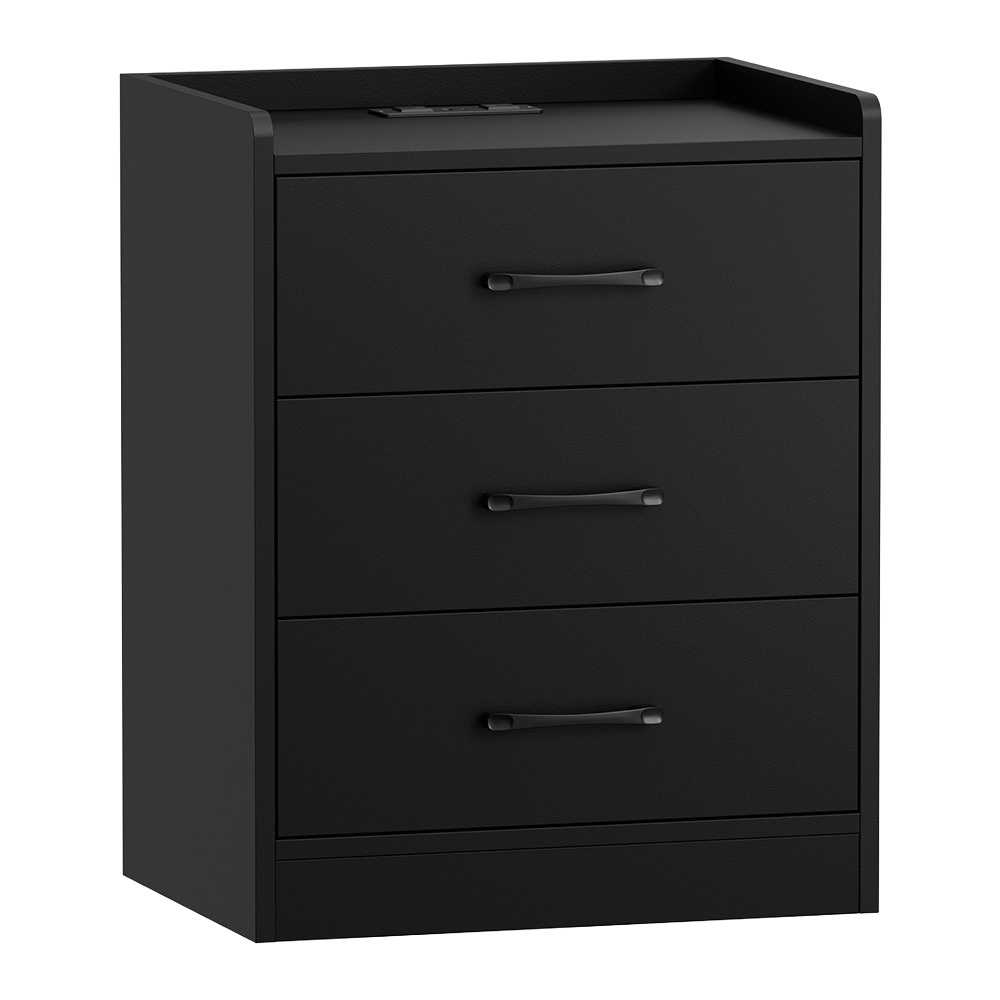 Jacobo 3 Drawer Bedside Table with AC Outlet & USB Port