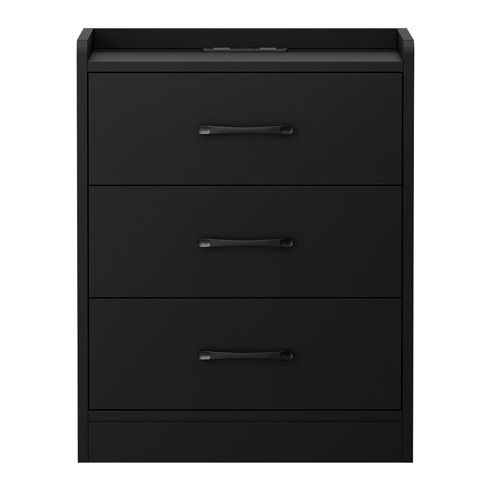 Jacobo 3 Drawer Bedside Table with AC Outlet & USB Port