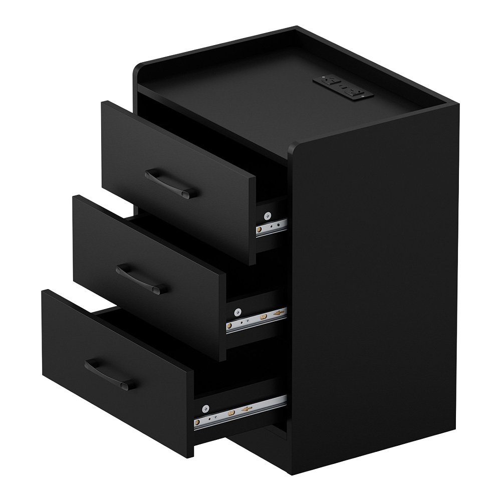 Jacobo 3 Drawer Bedside Table with AC Outlet & USB Port