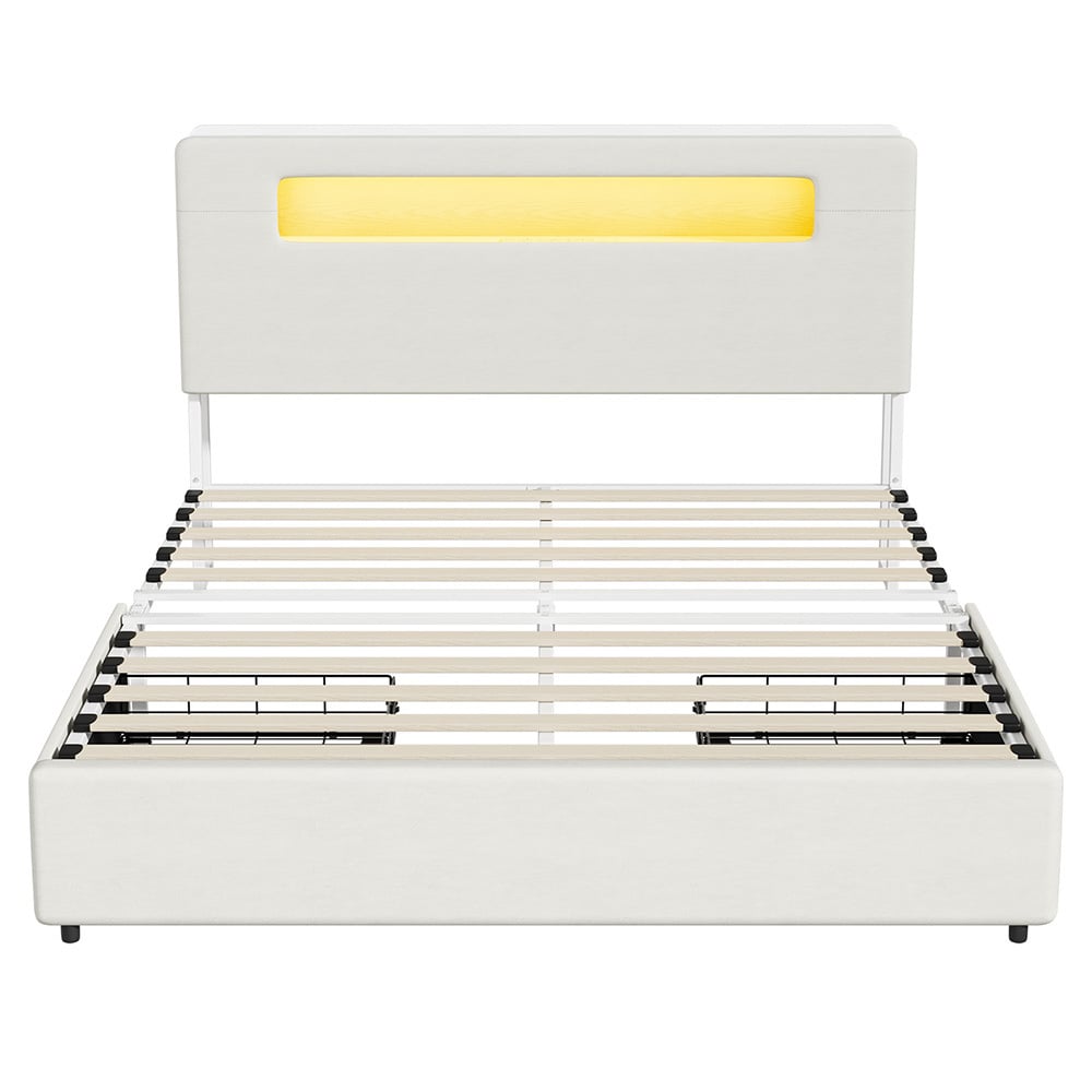 Claude Upholstered Bed Frame with LED & Underbed Drawers