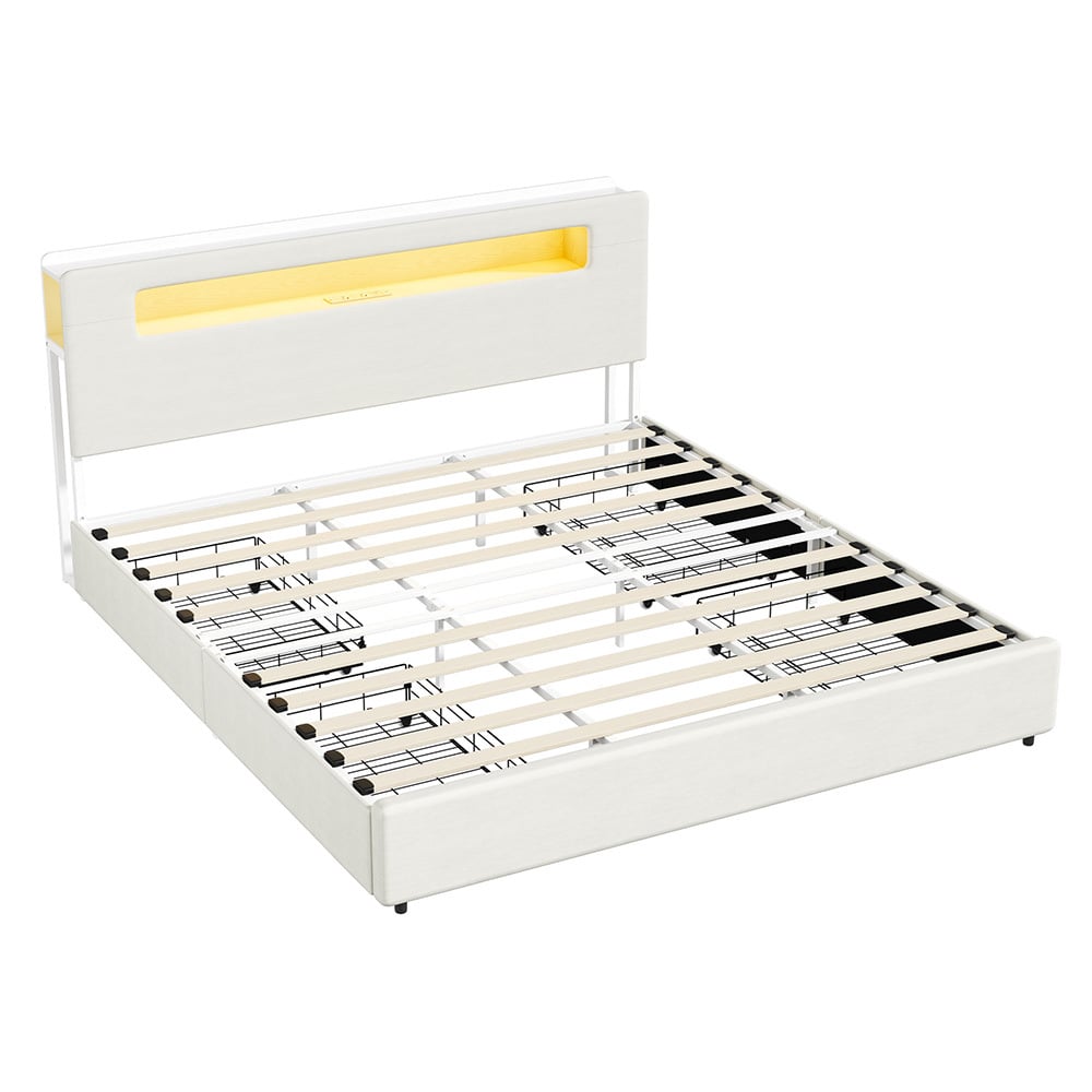 Claude Upholstered Bed Frame with LED & Underbed Drawers