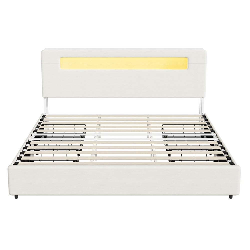 Claude Upholstered Bed Frame with LED & Underbed Drawers