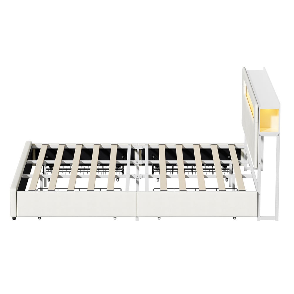 Claude Upholstered Bed Frame with LED & Underbed Drawers