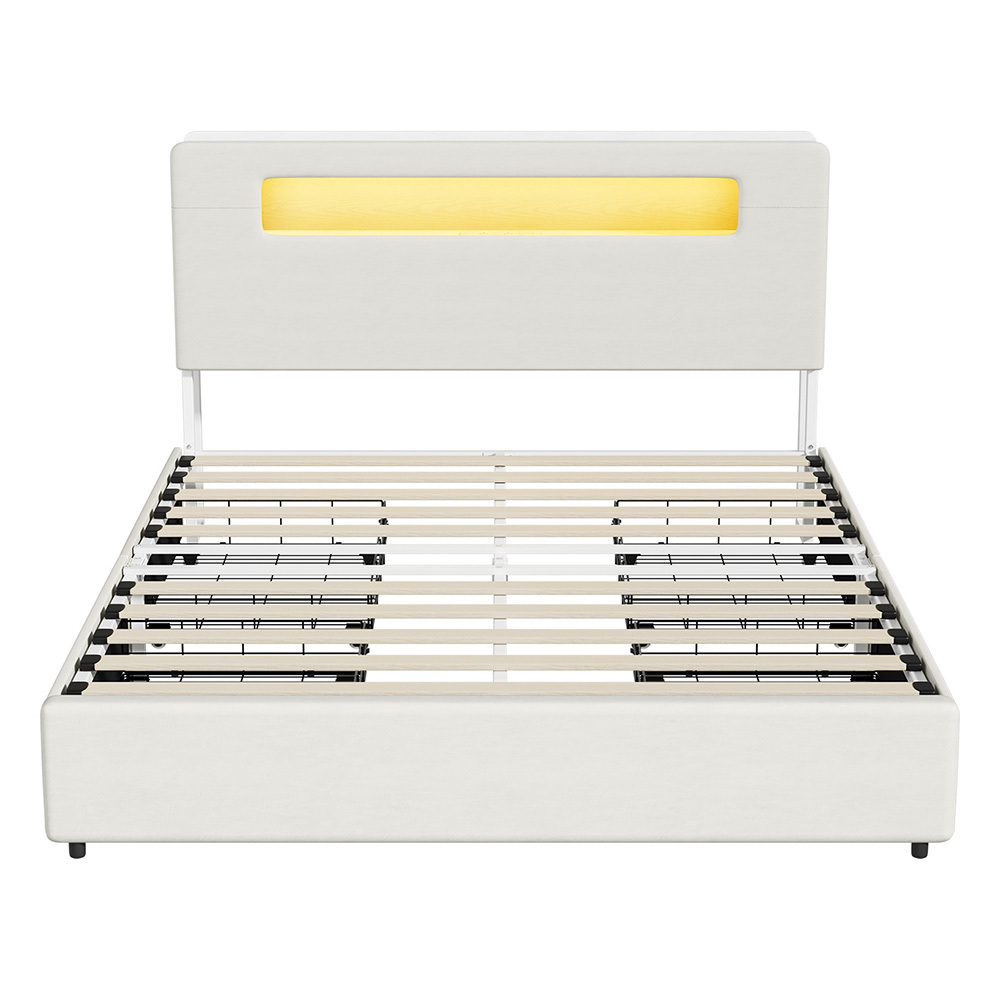 Claude Upholstered Bed Frame with LED & Underbed Drawers