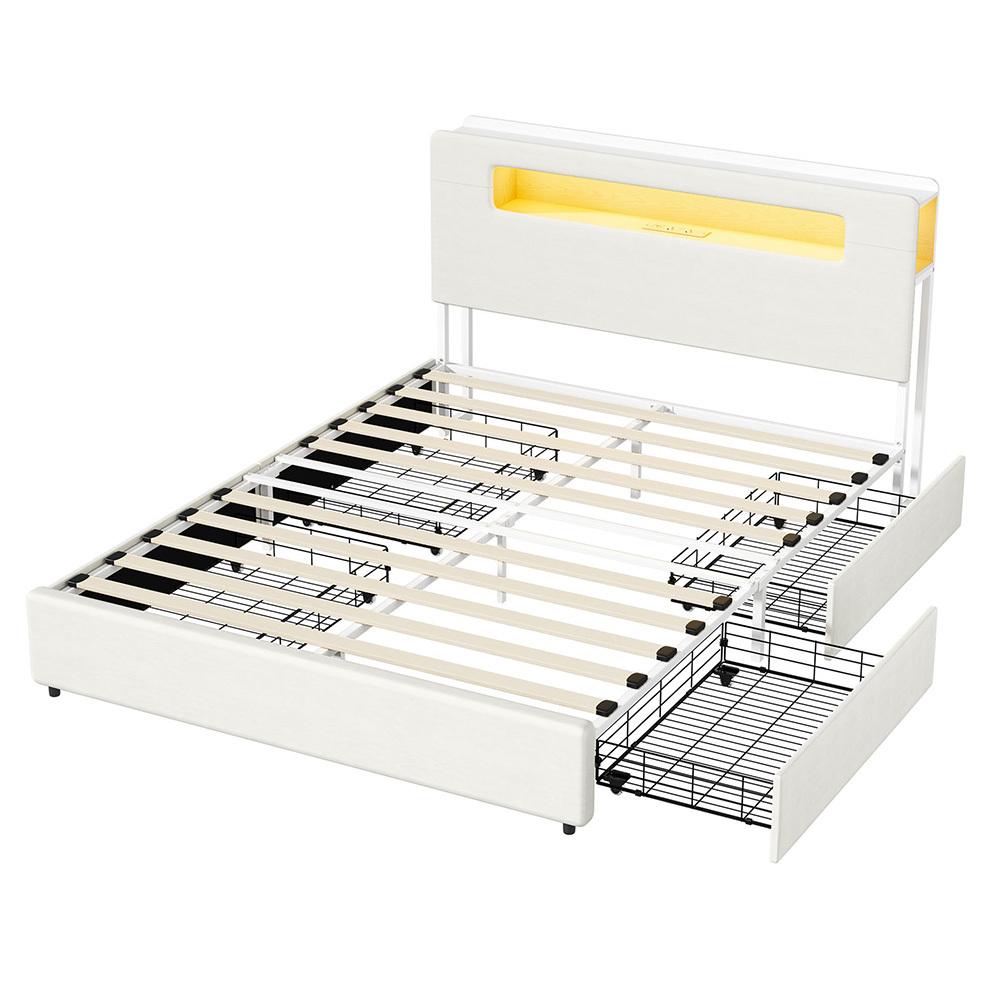 Claude Upholstered Bed Frame with LED & Underbed Drawers