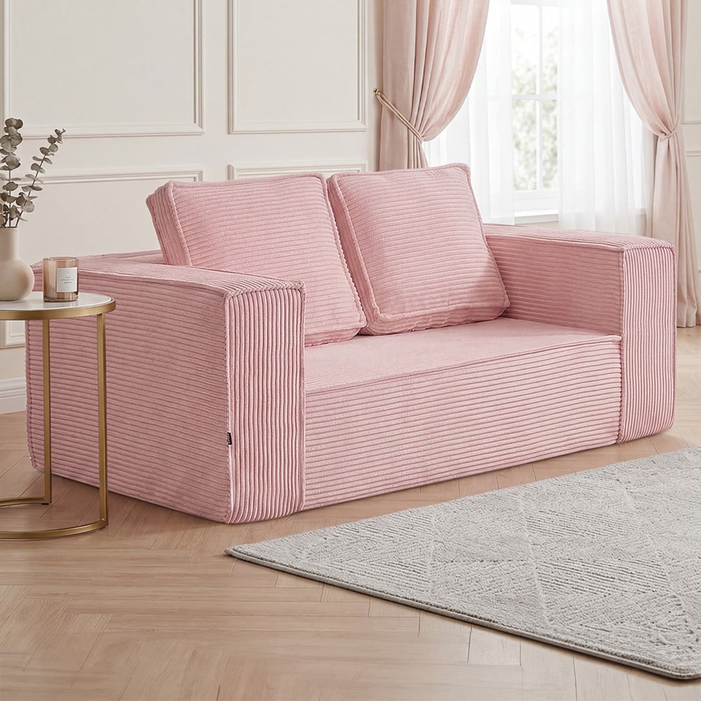 Pink Ella 2 Seater Corduroy Sofa