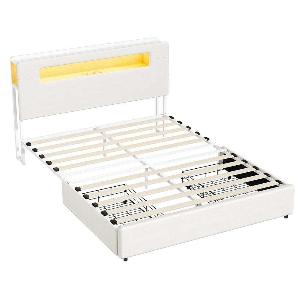 Claude Upholstered Bed Frame with LED & Underbed Drawers