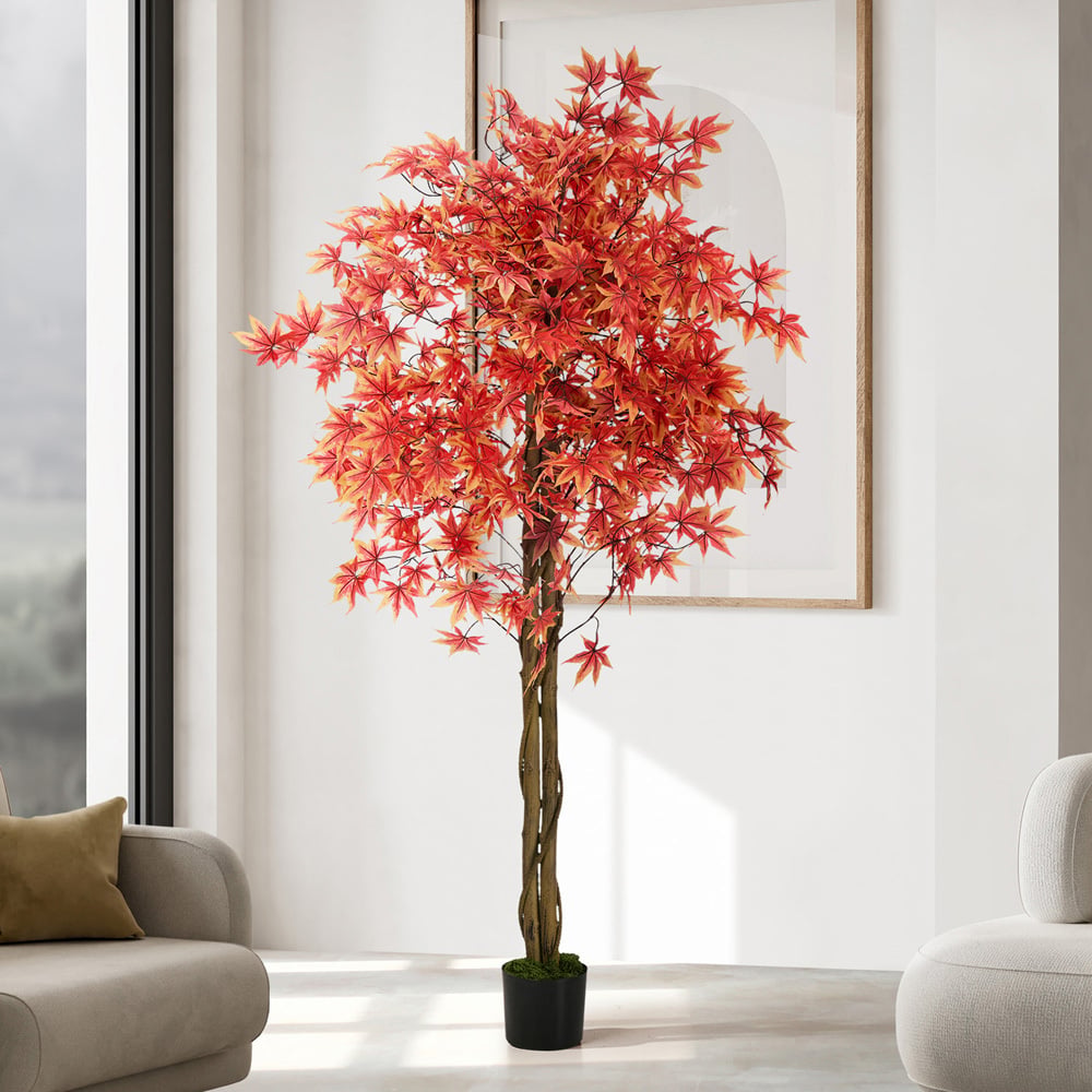 180cm Potted Faux Red Maple Trees