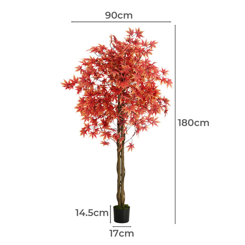 180cm Potted Faux Red Maple Trees