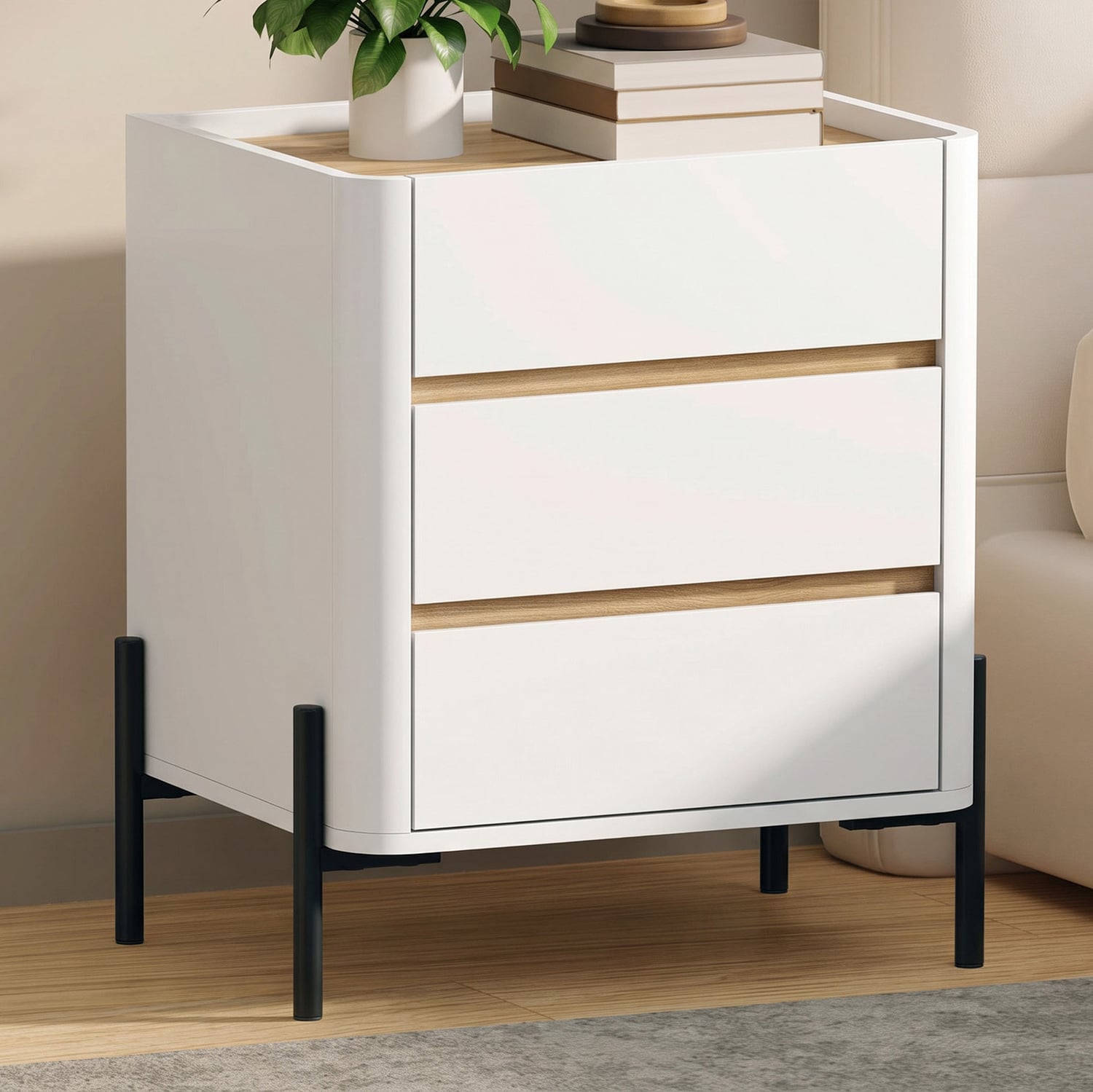 Capucine 3 Drawer Bedside Table