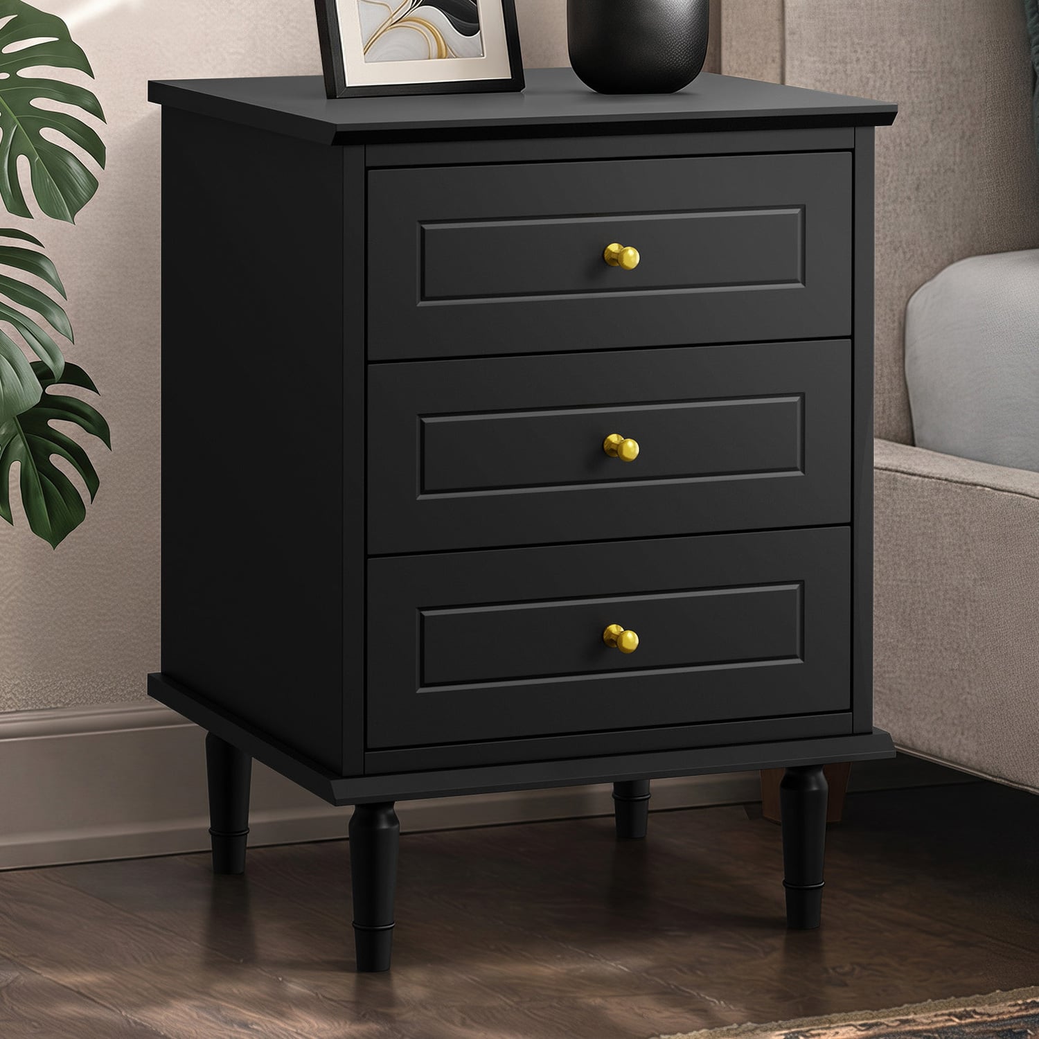 Alaina 3 Drawer Bedside Table