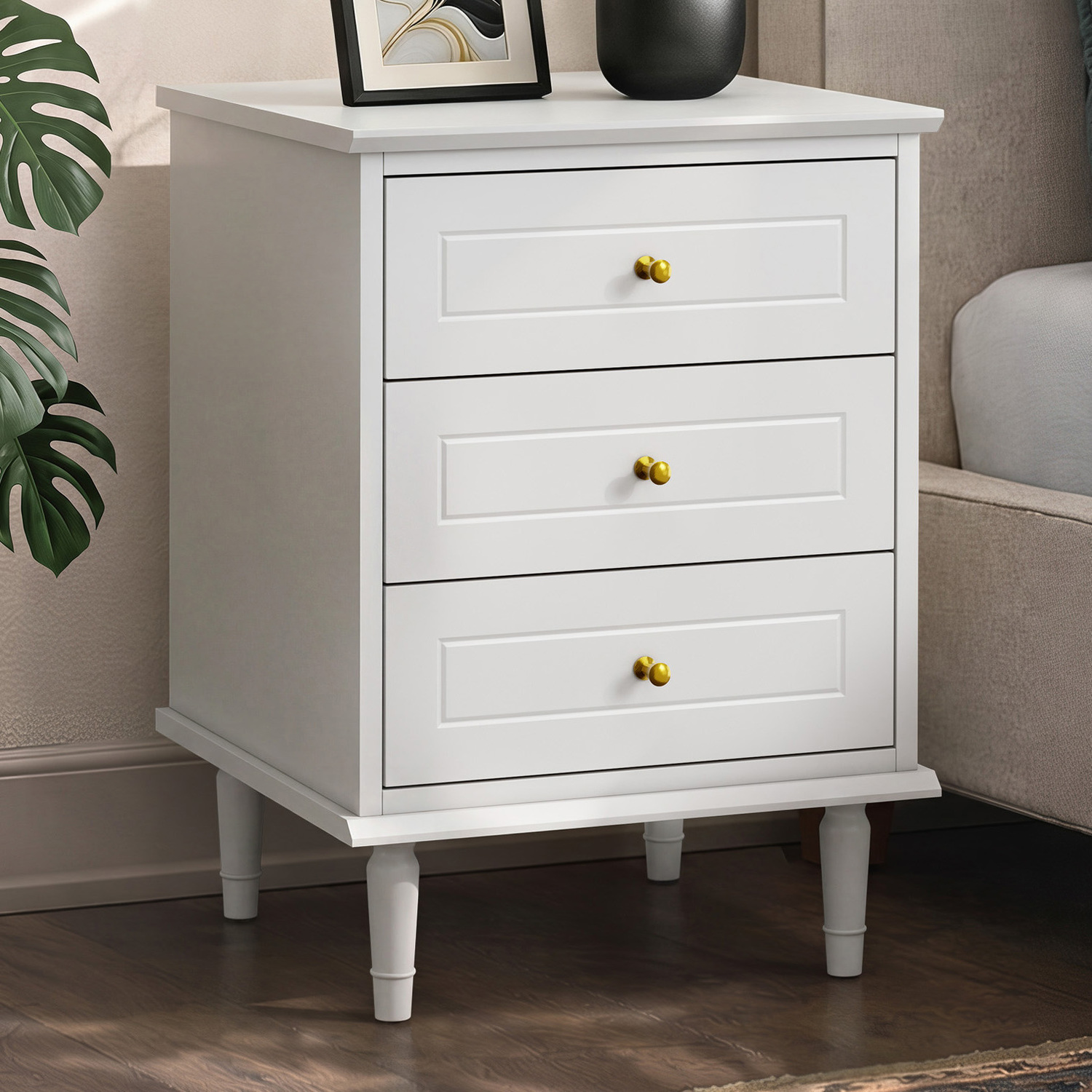 Alaina 3 Drawer Bedside Table