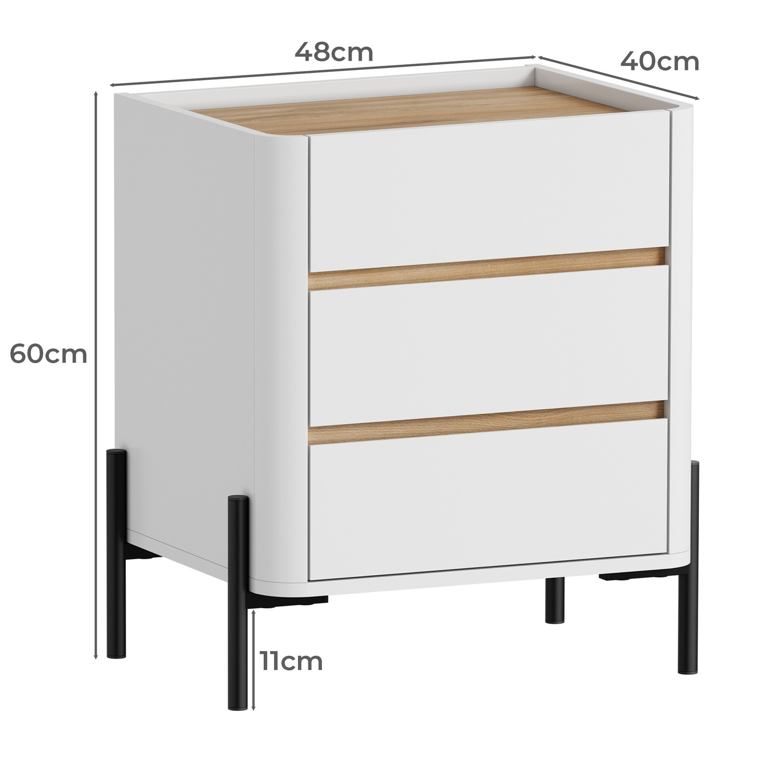 Capucine 3 Drawer Bedside Table