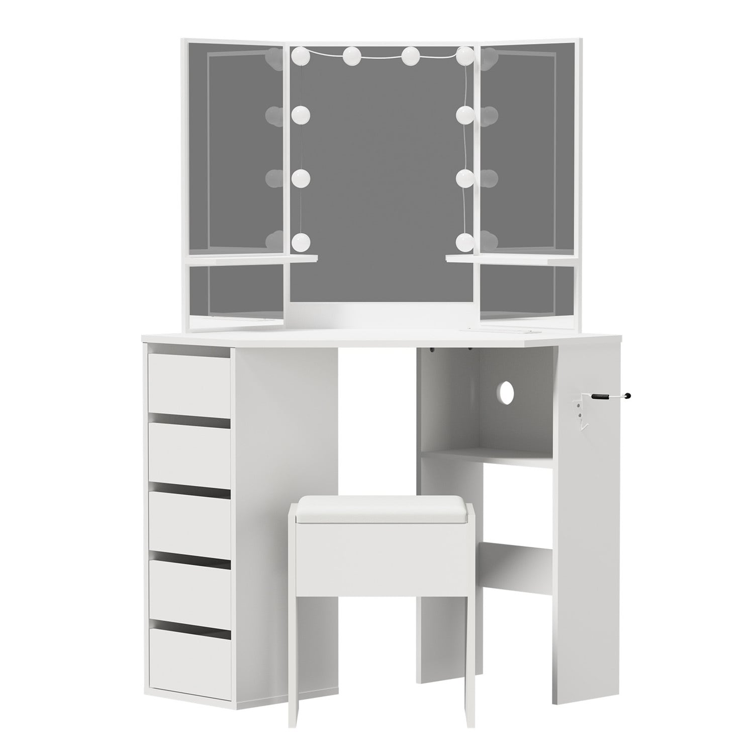 2 Piece Iryss LED Dressing Table & Stool Set