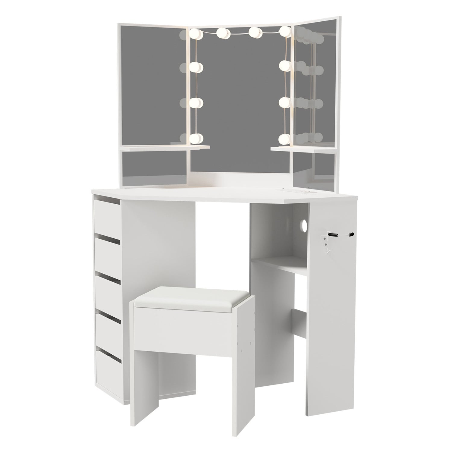 2 Piece Iryss LED Dressing Table & Stool Set