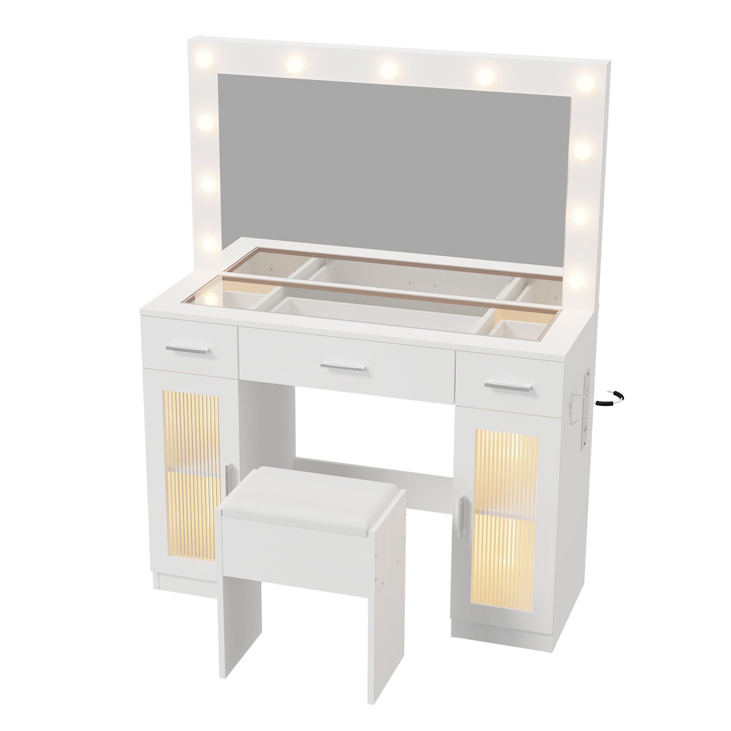 2 Piece Lyrrah LED Dressing Table & Stool Set