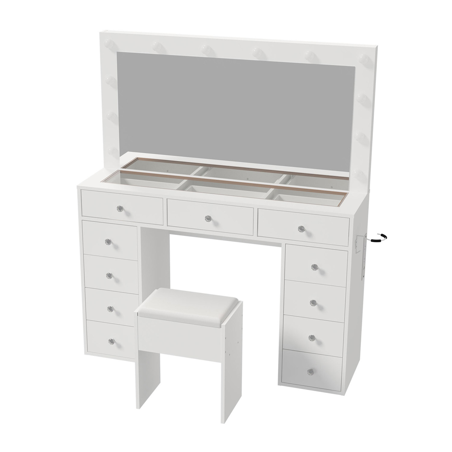 2 Piece Vivienne LED Dressing Table & Stool Set