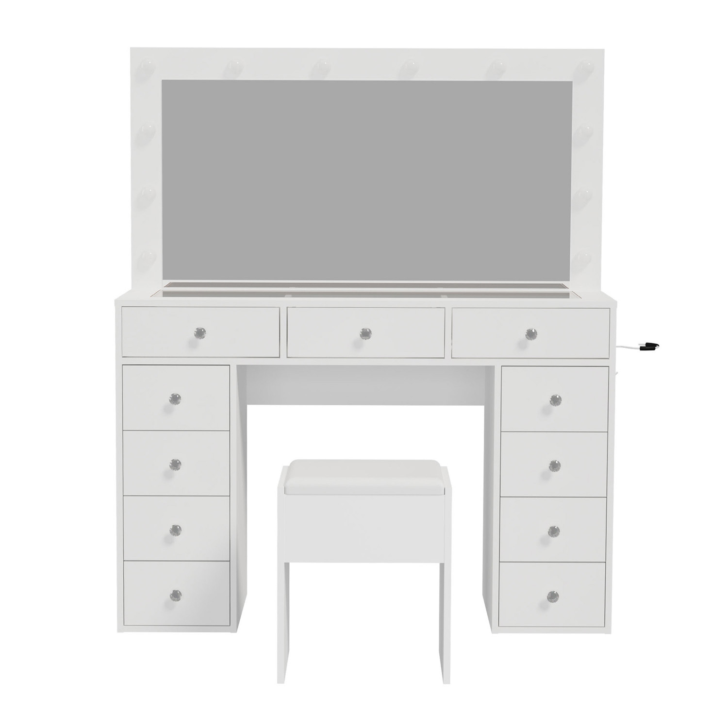 2 Piece Vivienne LED Dressing Table & Stool Set