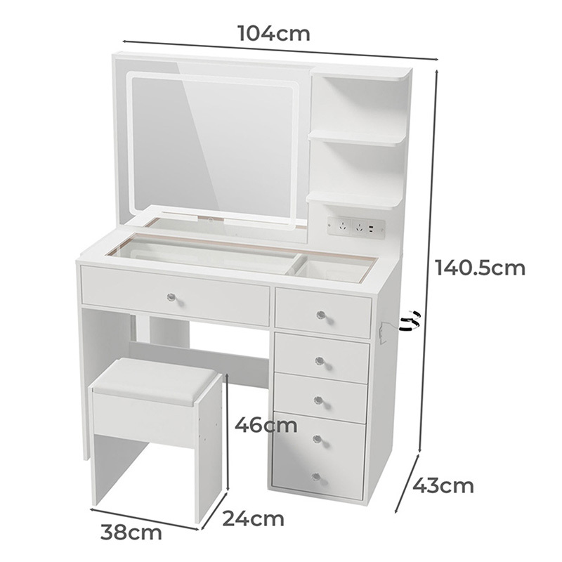 2 Piece Clara LED Dressing Table & Stool Set