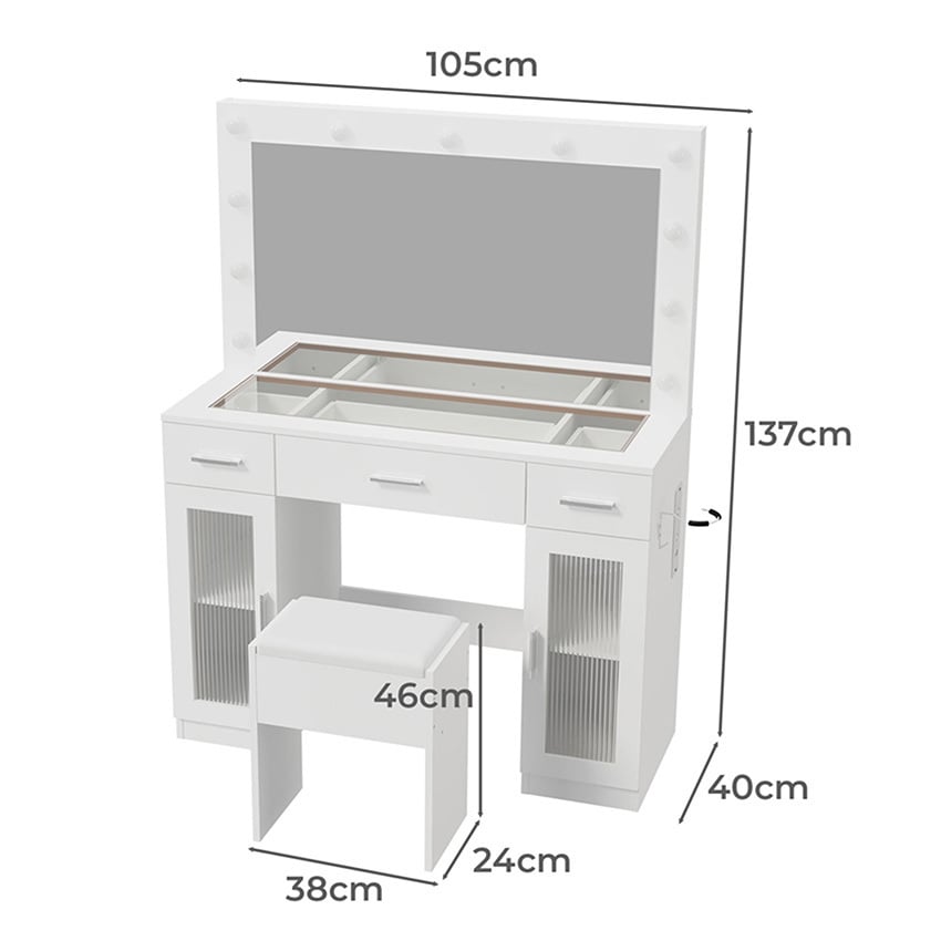 2 Piece Lyrrah LED Dressing Table & Stool Set