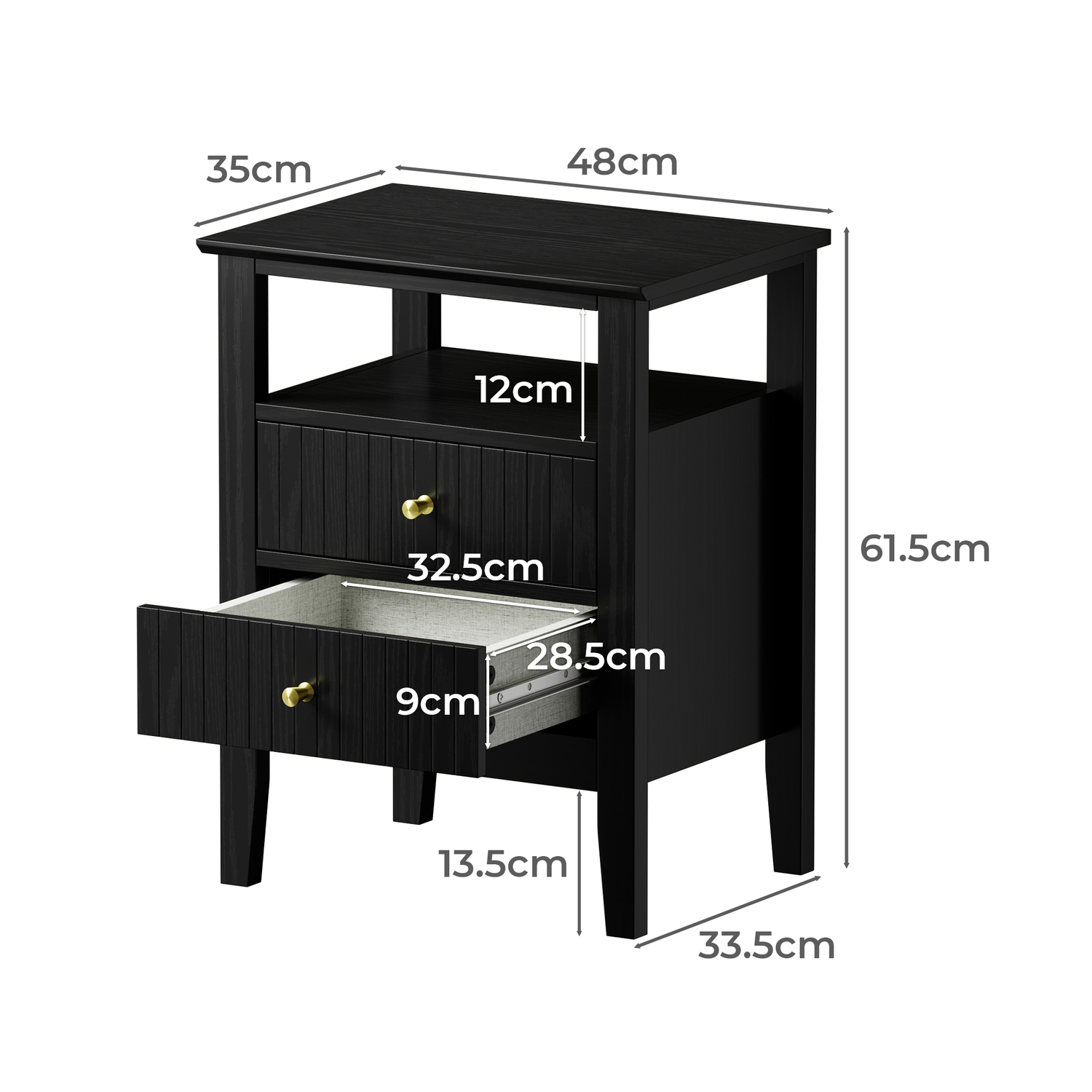 Hilda 2 Drawer Bedside Table