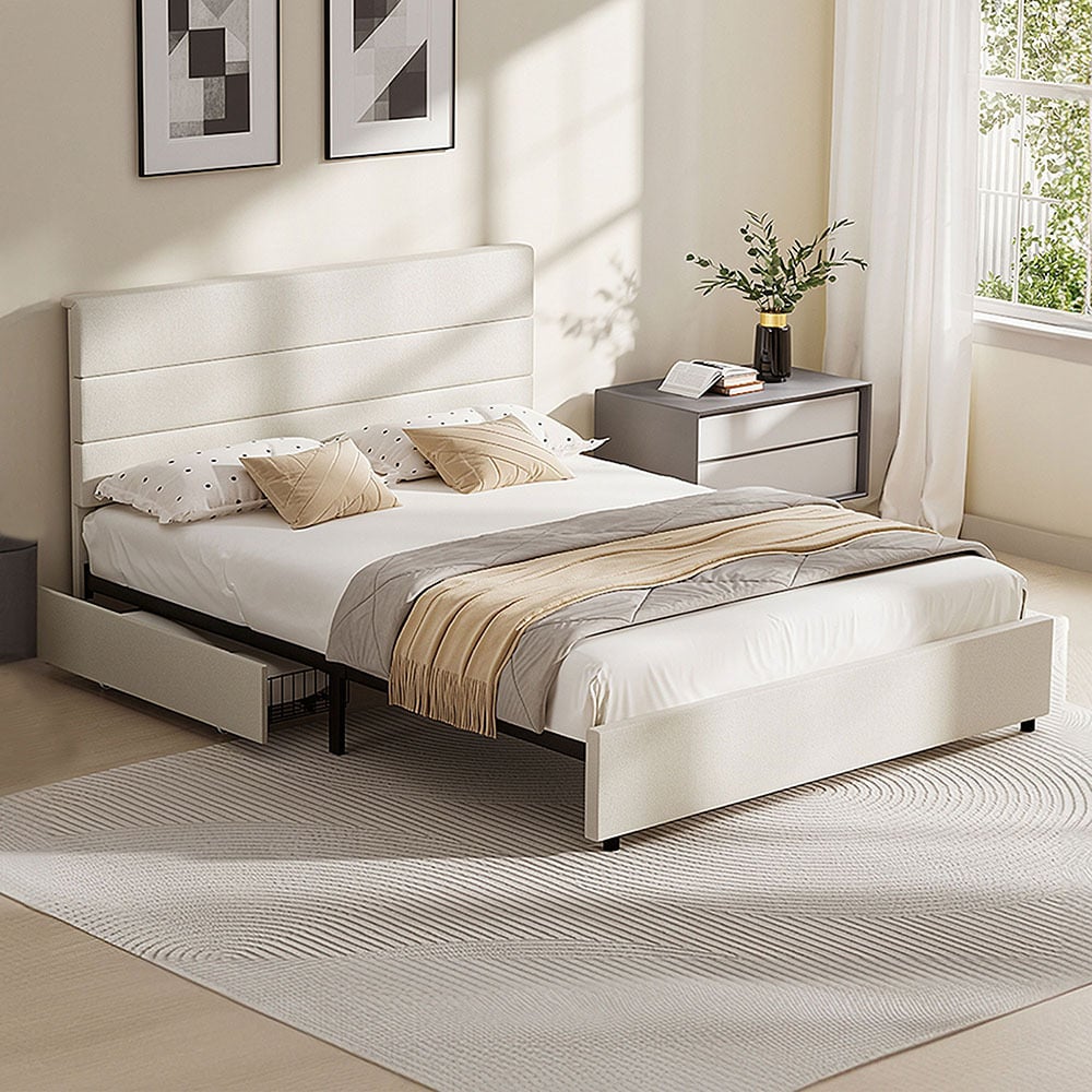 Warren Upholstered Bed Frame with Underbed Drawers