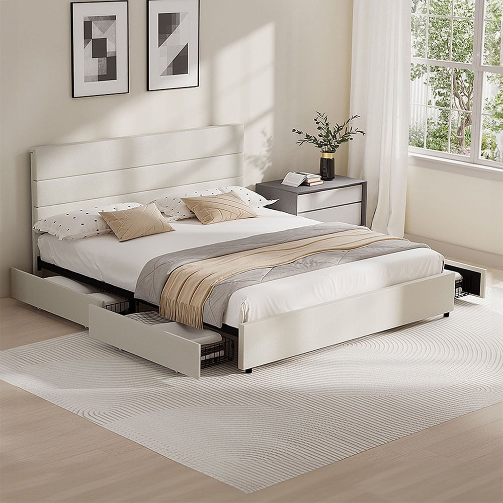 Warren Upholstered Bed Frame with Underbed Drawers