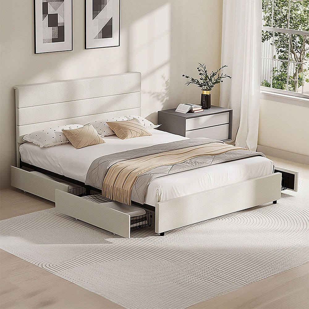 Warren Upholstered Bed Frame with Underbed Drawers