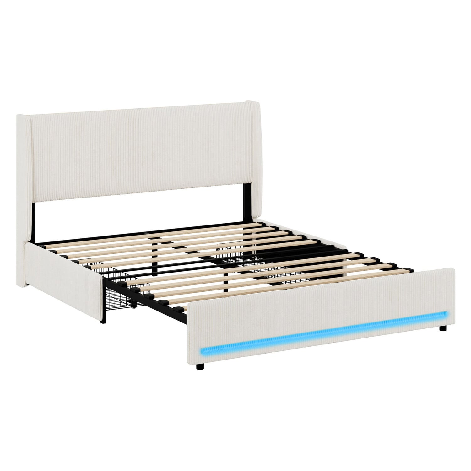 Reno Upholstered Bed Frame with LED & Charging Station